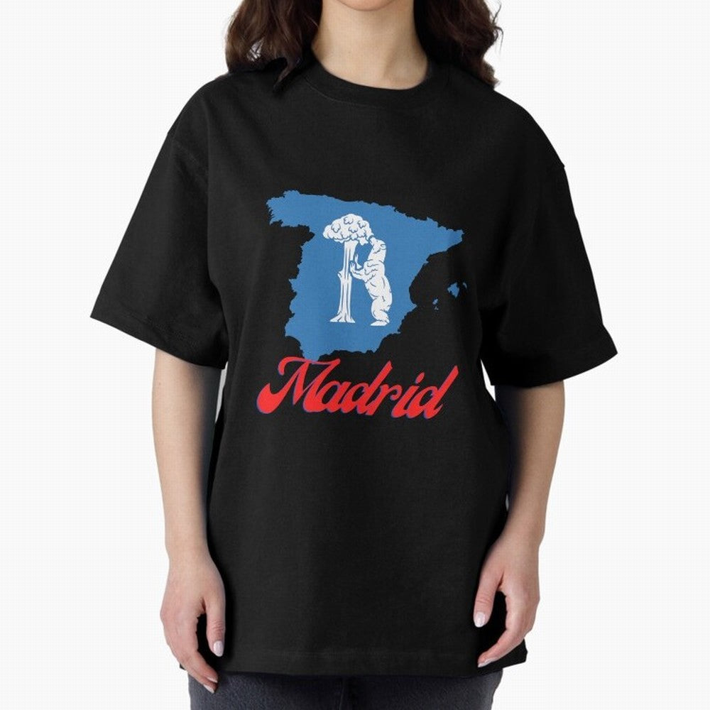 Madrid Bear Strawberry Tree Oversized T-Shirt Join Match Day Hype around FIFA World Cup 2026, Messi and Cristiano Ronaldo, England, Football Passion, Legendary Performances, Festival Vibes and Supporter Community; Perfect for Supporters Who Want