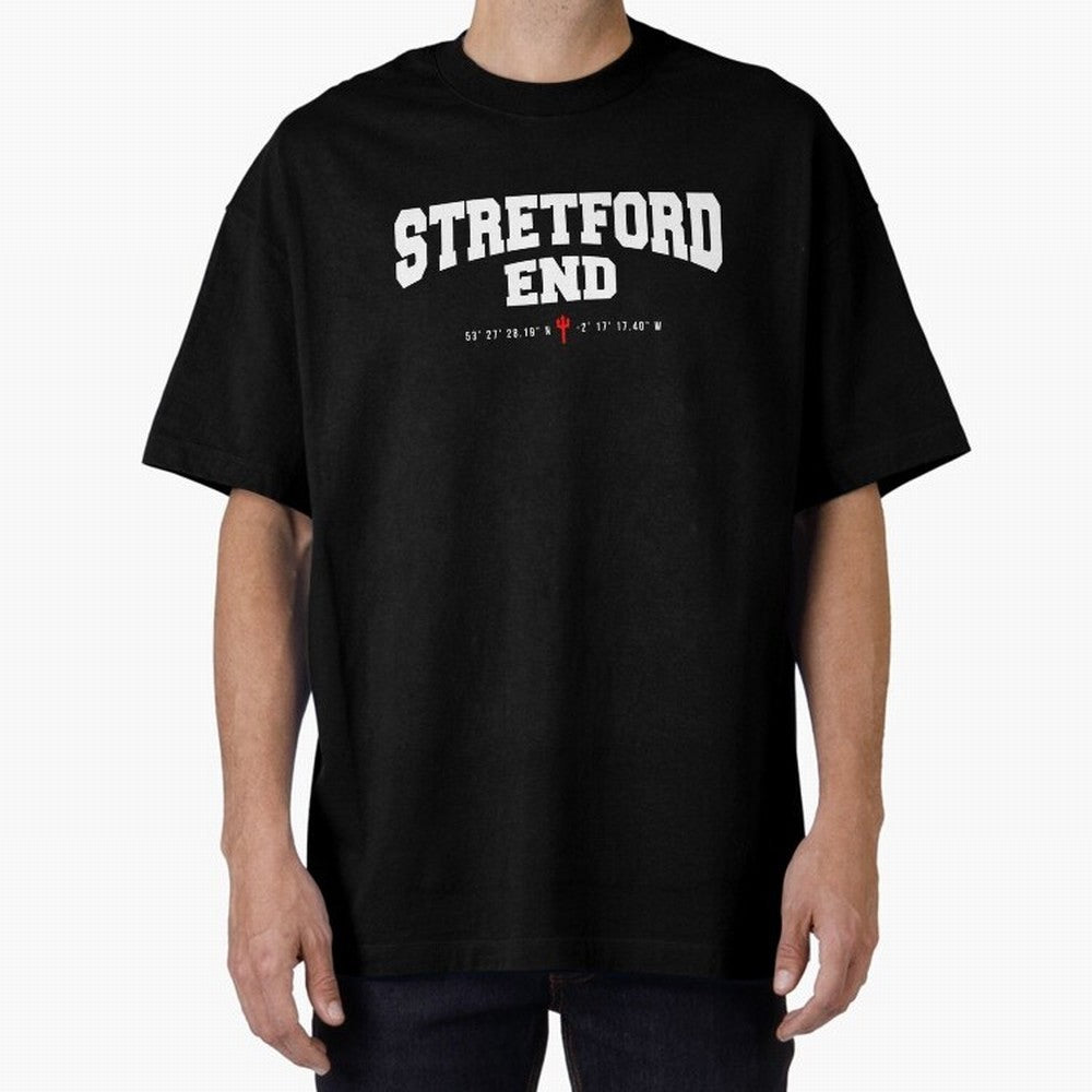 Stretford End - Manchester United Oversized T-Shirt Remember FIFA World Cup 2026 Group Stage for Fans of Messi and Cristiano Ronaldo and England, France and Netherlands, Bringing Retro Football Energy, Iconic Rivalries, Trophy Chase Drama and
