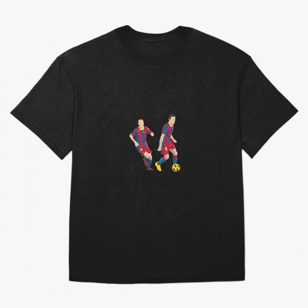 Andres Iniesta and Xavi Minimalist Oversized T-Shirt Show Support during Global Football Passion for FIFA World Cup 2026, Built around Mbappe, Argentina, France and Brazil, Supporter Pride, Iconic Celebrations, Legendary Names and Global Match Day