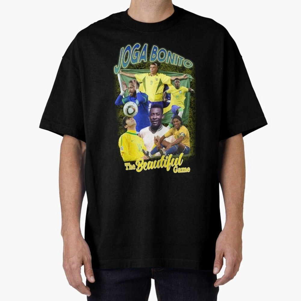 Joga Bonito Brazil Oversized T-Shirt Remember Iconic Moments from FIFA World Cup 2026 Spirit, Connected to Spain, Cristiano Ronaldo, Vintage Soccer Flavor, Modern Football Stars, National Flags and Final Night Emotion; Created for Match Day