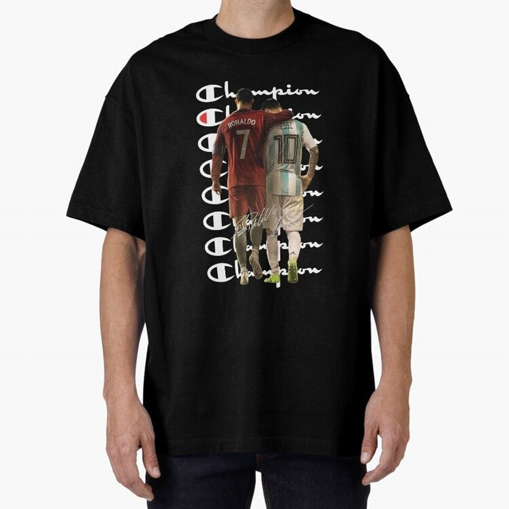 Ronaldos And Messis C-C-H-A-M-P-I-O-N-N Oversized T-Shirt Treasure Match Day Hype around FIFA World Cup 2026, Cristiano Ronaldo, Haaland and CR7, Argentina and Brazil, Football Passion, Legendary Performances, Festival Vibes and Supporter