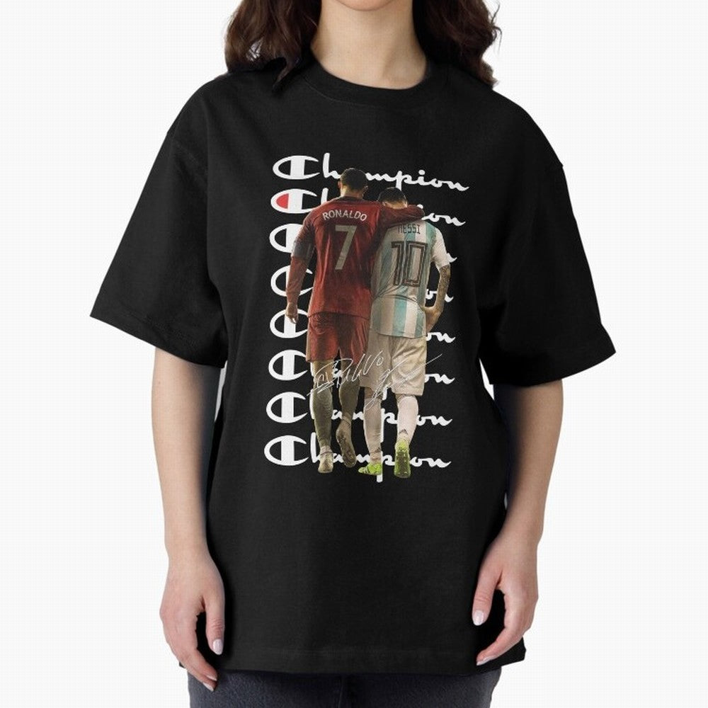 Ronaldos And Messis C-C-H-A-M-P-I-O-N-N Oversized T-Shirt Treasure Match Day Hype around FIFA World Cup 2026, Cristiano Ronaldo, Haaland and CR7, Argentina and Brazil, Football Passion, Legendary Performances, Festival Vibes and Supporter