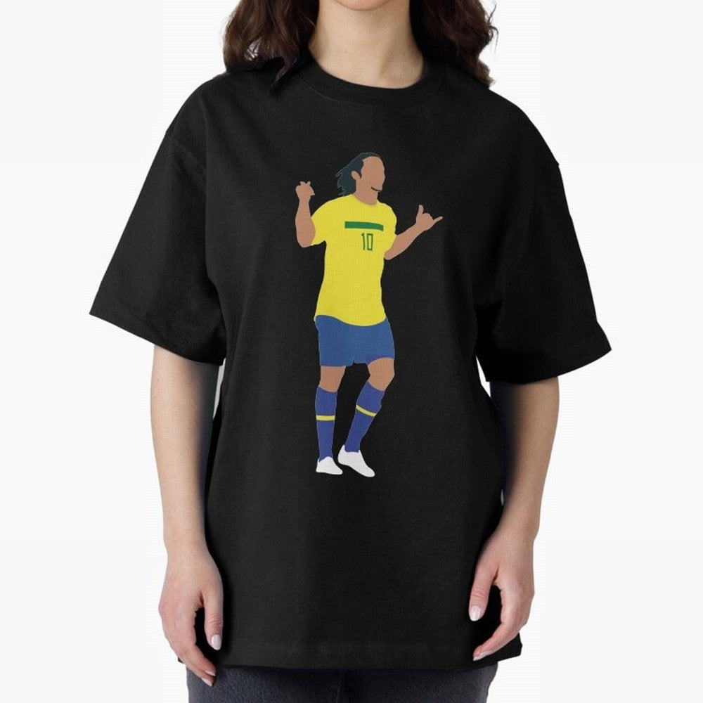 Ronaldinho. Brazil Football. Oversized T-Shirt Back Your Heroes with Match Day Hype around FIFA World Cup 2026, Messi, Neymar and Mbappe, Brazil, Portugal and Argentina, Football History, Final Match Energy, Crowd Noise and Once in a Lifetime