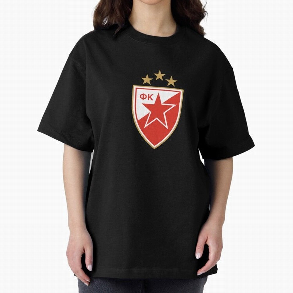 red star Oversized T-Shirt Honor the Football Icons of FIFA World Cup 2026 Group Stage for Fans of CR7 and Messi and Spain, Bringing Global Supporter Spirit, Legendary Goals, National Colors and Tournament Celebration; Ideal for Passionate Fans Who
