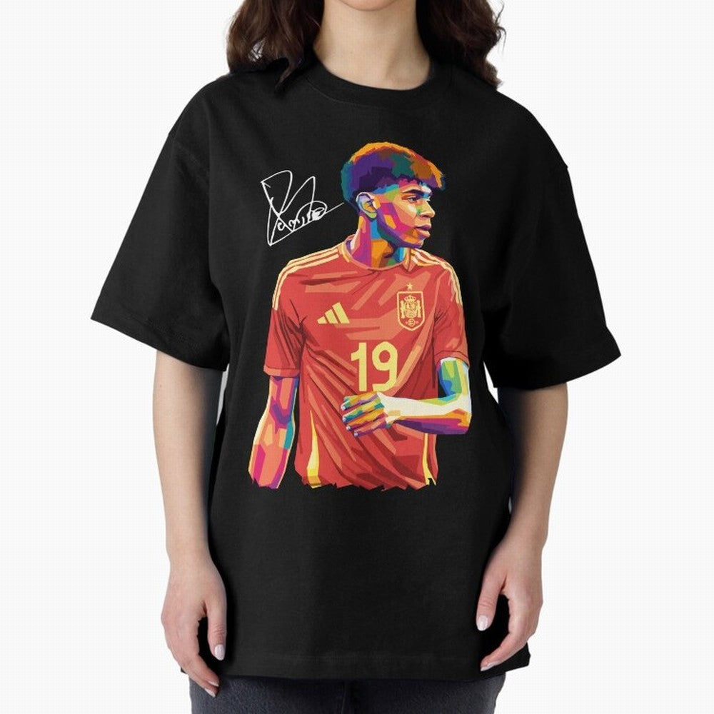 Lamine Yamal Pop Art Oversized T-Shirt Celebrate FIFA World Cup 2026 USA Canada Mexico Capturing CR7 and Messi, France and Portugal Energy, Stadium Chants, National Pride, Trophy Dreams and Unforgettable Football Memories; Built for Supporters