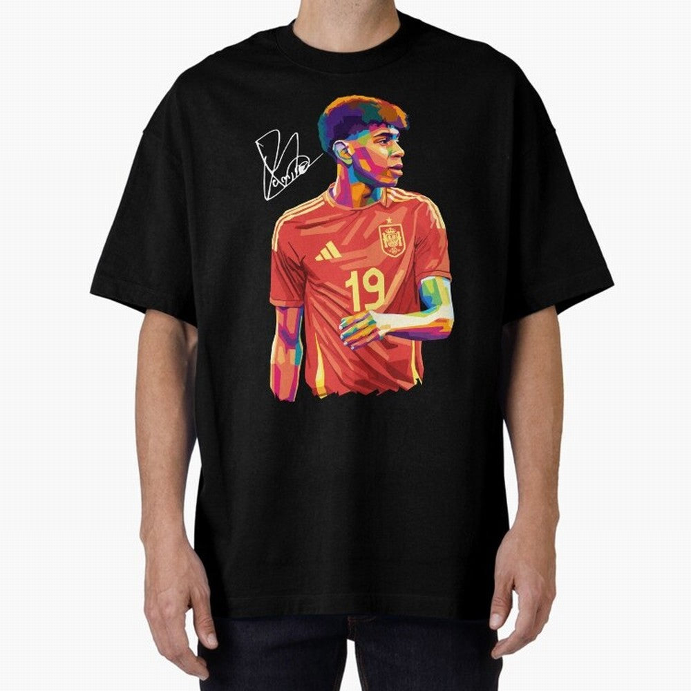 Lamine Yamal Pop Art Oversized T-Shirt Celebrate FIFA World Cup 2026 USA Canada Mexico Capturing CR7 and Messi, France and Portugal Energy, Stadium Chants, National Pride, Trophy Dreams and Unforgettable Football Memories; Built for Supporters