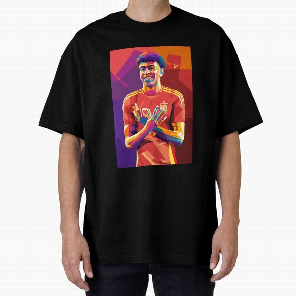 Lamine Yamal Spain Oversized T-Shirt Celebrate the Road through FIFA World Cup 2026 Filled with Messi, France and Portugal Energy, Football Festival Excitement, Trophy Ambitions, Country Rivalries and Star Player Buzz; Ideal for Football Dads,