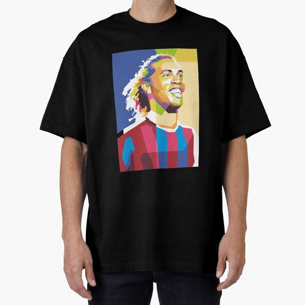 Ronaldinho in Pop Art Portrait Style Oversized T-Shirt Celebrate Supporters United by FIFA World Cup 2026 Group Stage Spirit, Featuring Germany, Cristiano Ronaldo, Goal Celebration Energy, Supporter Heritage, Football Icons and Worldwide Tournament