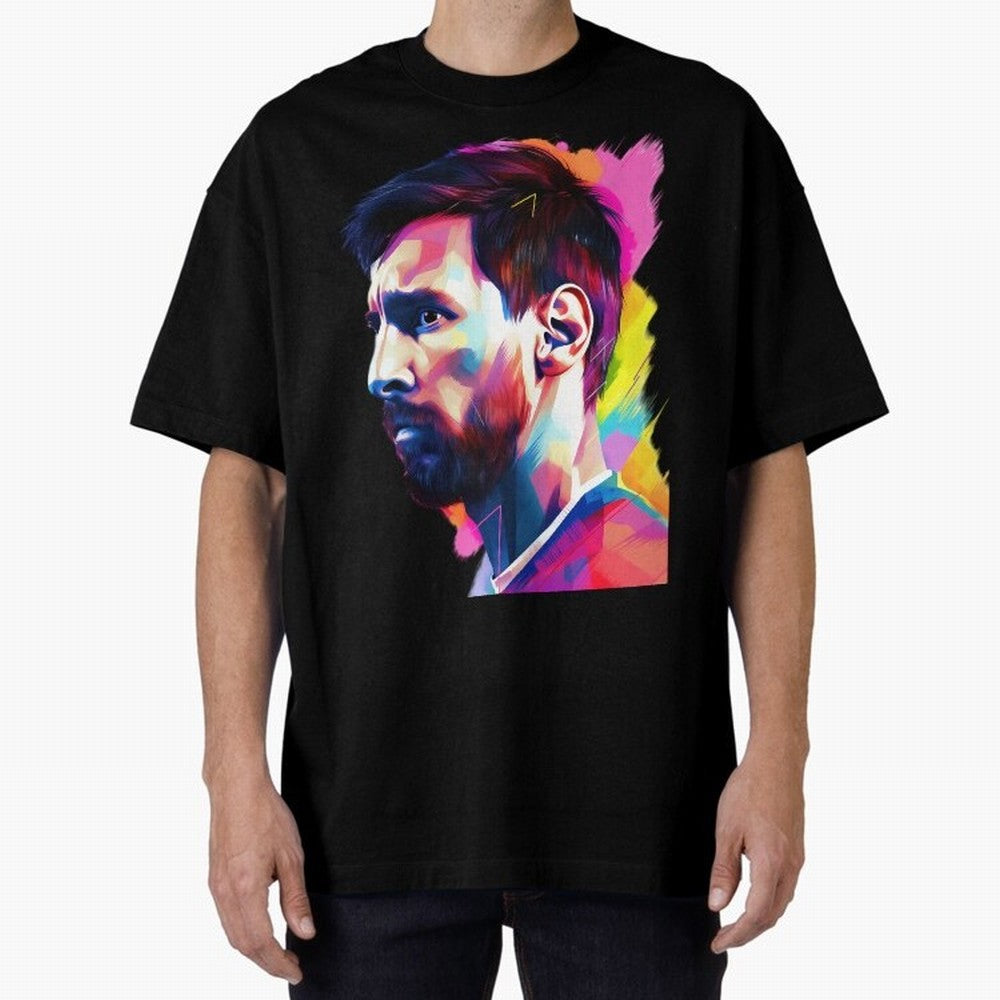 GOAT Messi - illustration Oversized T-Shirt Capture the FIFA World Cup 2026 Group Stage Journey through Mbappe and Neymar Highlights, France and Portugal Pride, Vintage Soccer Flavor, Modern Football Stars, National Flags and Final Night Emotion;