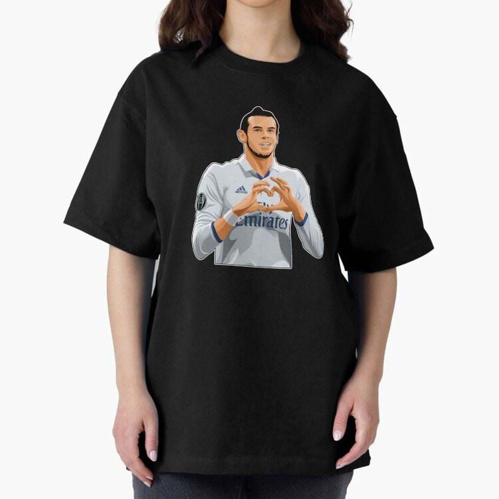 Gareth Bale Love Sign Celebration Oversized T-Shirt Relive FIFA World Cup 2026 Group Stage Featuring Neymar, Haaland and Cristiano Ronaldo, France Energy, Championship Spirit, Famous Goals, Roaring Crowds and International Football Unity; Great for