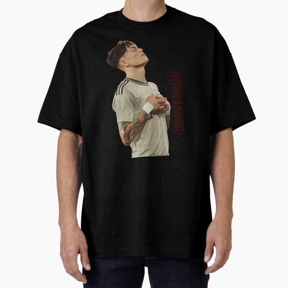 Alejandro Garnacho Oversized T-Shirt Show Your Stadium Side during Match Day Hype around FIFA World Cup 2026 Group Stage, Neymar, Brazil, Global Supporter Spirit, Legendary Goals, National Colors and Tournament Celebration; Great for Watch Parties,