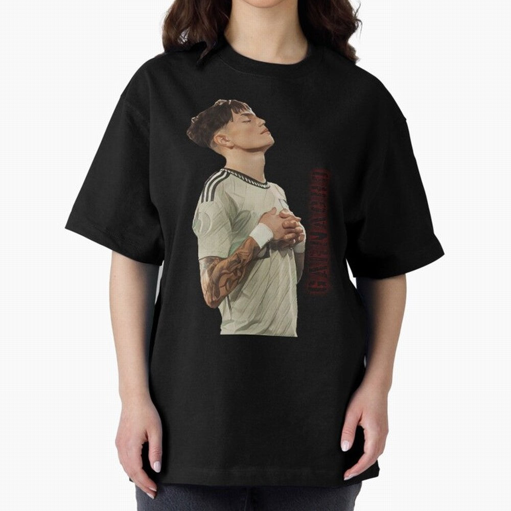 Alejandro Garnacho Oversized T-Shirt Show Your Stadium Side during Match Day Hype around FIFA World Cup 2026 Group Stage, Neymar, Brazil, Global Supporter Spirit, Legendary Goals, National Colors and Tournament Celebration; Great for Watch Parties,