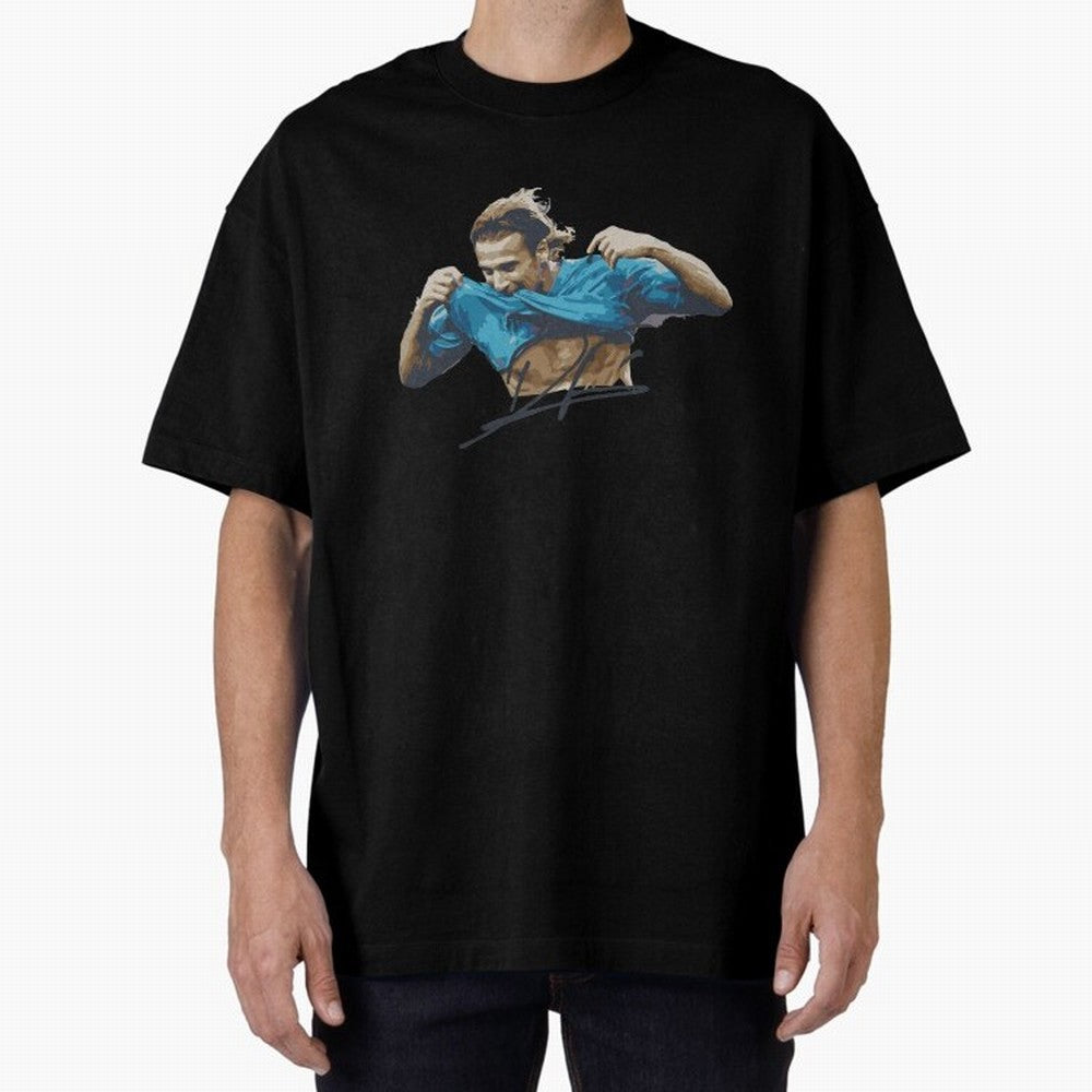 Diego Forlan Football Legends Oversized T-Shirt Celebrate Football Heritage in Global Football Passion for FIFA World Cup 2026 Group Stage, Celebrating Haaland and Mbappe, England, France and Netherlands, Vintage Soccer Flavor, Modern Football