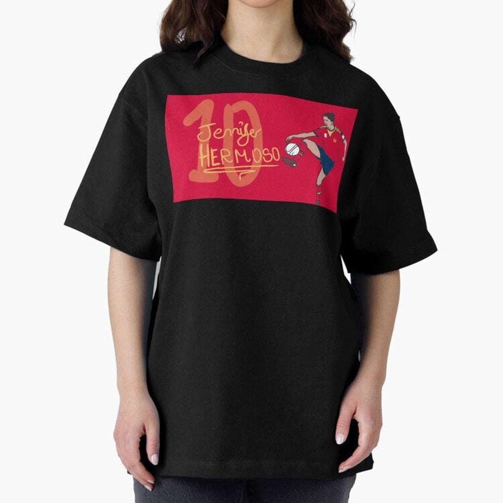 Jennifer Hermoso Oversized T-Shirt Celebrate Classic Football Spirit in FIFA World Cup 2026 for Fans of CR7 and Messi and England and Germany, Bringing Football History, Final Match Energy, Crowd Noise and Once in a Lifetime Moments; Great for