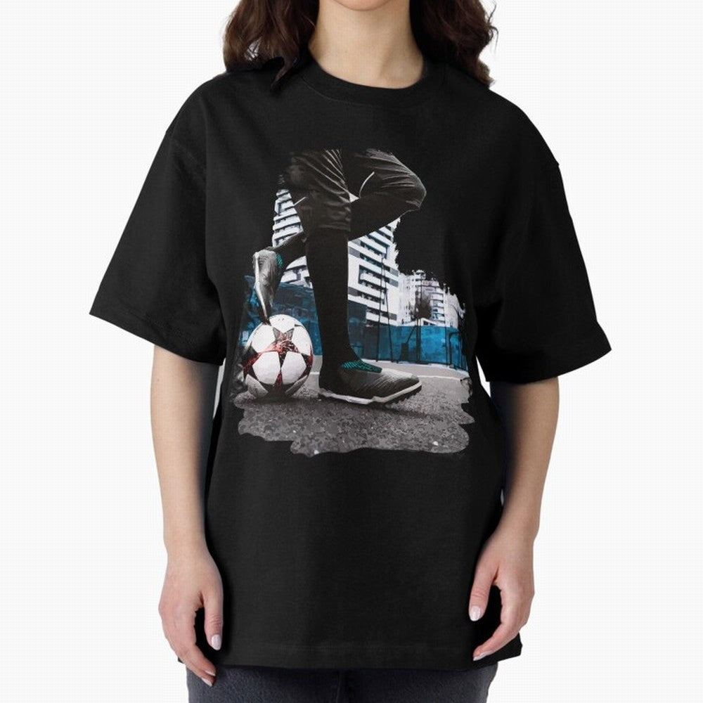 Street Soccer in my Hood Oversized T-Shirt Support the Legends of FIFA World Cup 2026 USA Canada Mexico Spirit, Inspired by Brazil, Portugal and Argentina, Messi, Neymar and Mbappe, Goal Celebration Energy, Supporter Heritage, Football Icons and