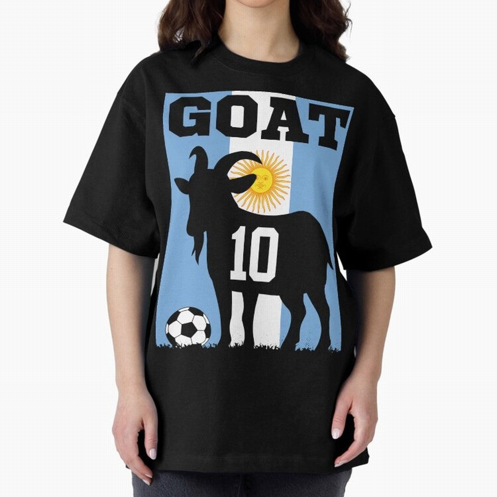 Argentina World Cup 2026 The Goat 10 Oversized T-Shirt Wear the Spirit of Match Day Hype around FIFA World Cup 2026 USA Canada Mexico, Messi, Neymar and Mbappe, France and Portugal, Goal Celebration Energy, Supporter Heritage, Football Icons and