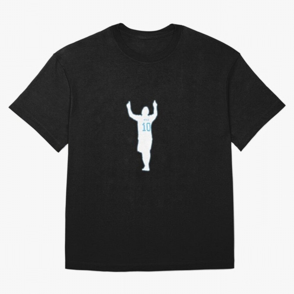 Lionel Messi Iconic Celebration Pose - Argentina Colors Classic T-Shirt Show Passion for the Stars of Match Day Hype around FIFA World Cup 2026, Cristiano Ronaldo, Haaland and CR7, Germany, Worldwide Fan Energy, Dramatic Goals, Stadium Lights and