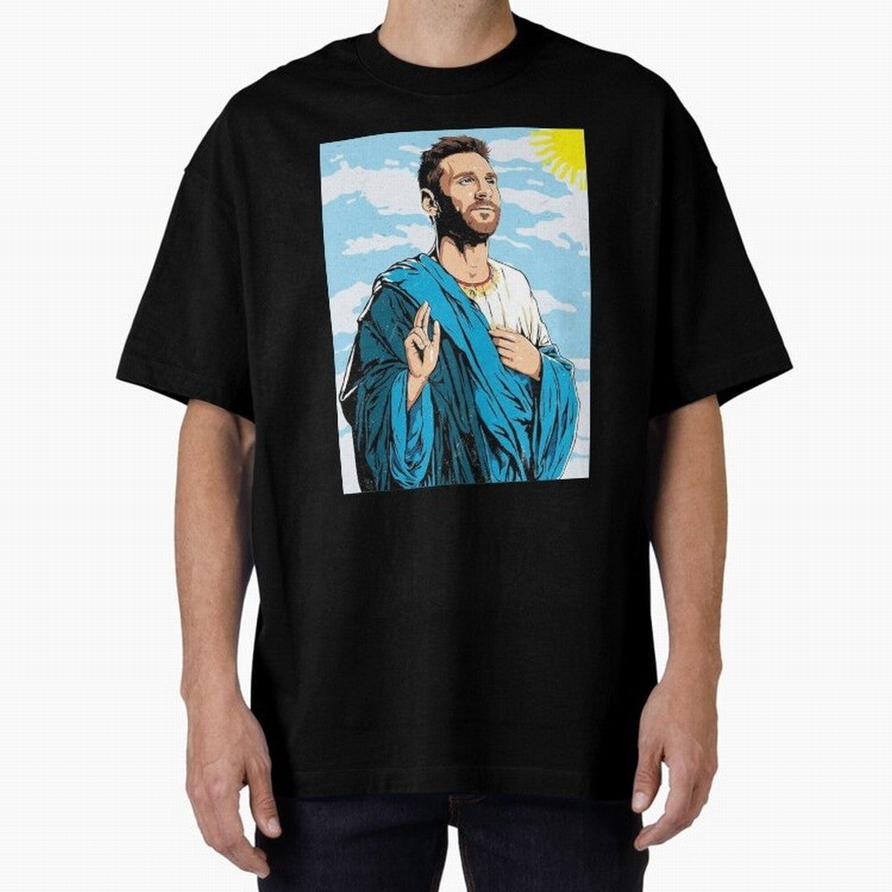 messi god Oversized T-Shirt Celebrate Fan Culture around FIFA World Cup 2026 Group Stage for Fans of Mbappe and Portugal, Spain and Germany, Bringing Tournament Hype, Historic Matchups, Family Viewing Parties and Global Sports Pride; Perfect for