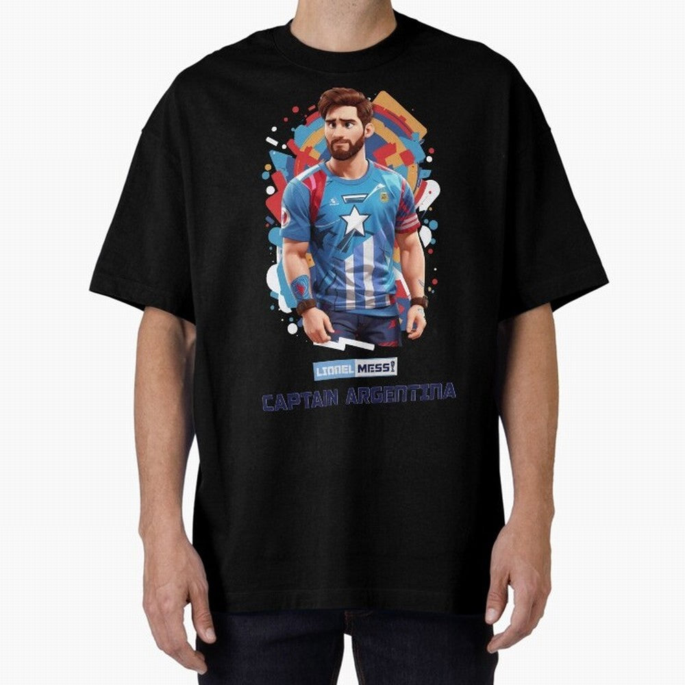 Lionel Messi Captain Argentina Oversized T-Shirt Celebrate Every Goal in FIFA World Cup 2026 for Fans of CR7 and England, Bringing Stadium Chants, National Pride, Trophy Dreams and Unforgettable Football Memories; Great for Watch Parties, Sports