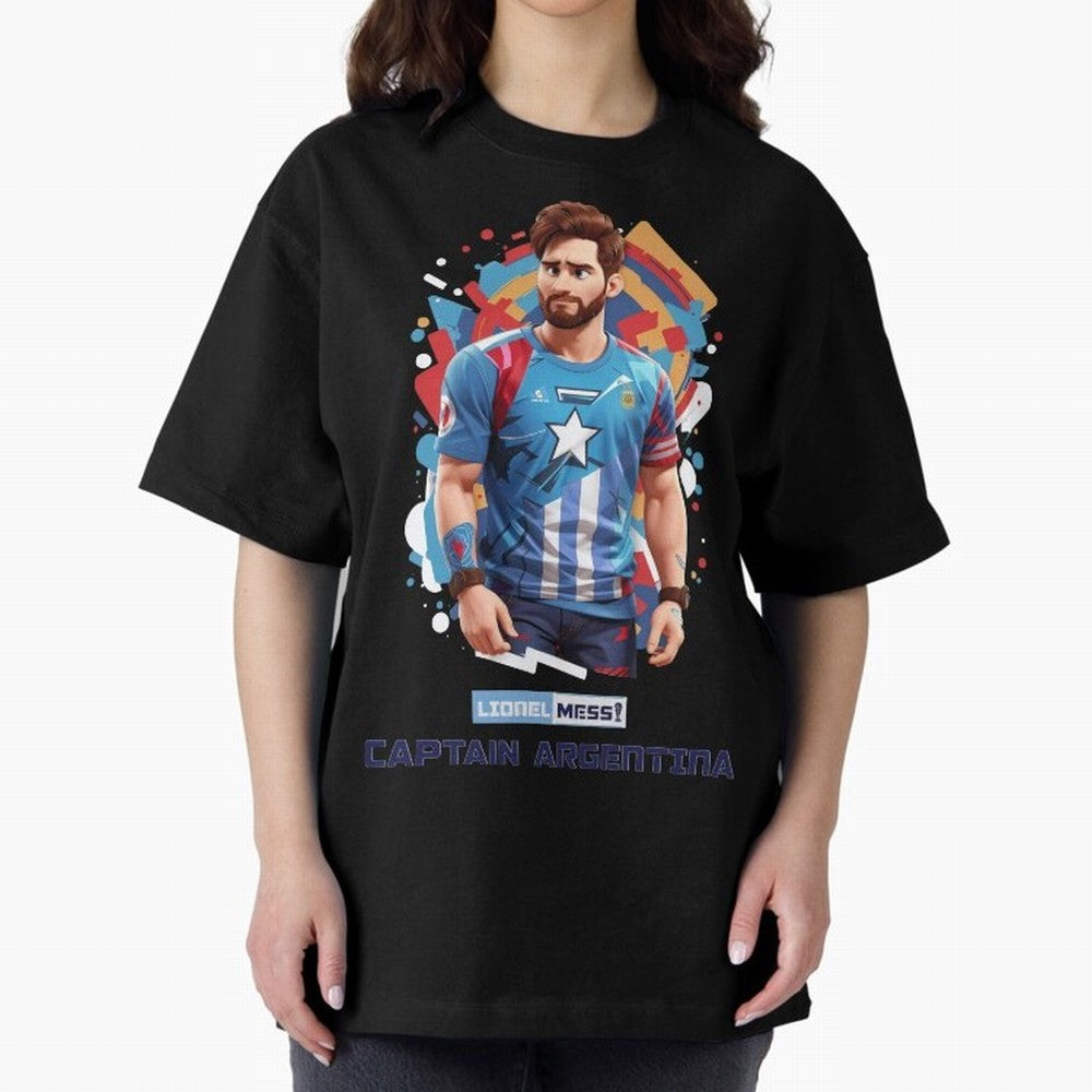 Lionel Messi Captain Argentina Oversized T-Shirt Celebrate Every Goal in FIFA World Cup 2026 for Fans of CR7 and England, Bringing Stadium Chants, National Pride, Trophy Dreams and Unforgettable Football Memories; Great for Watch Parties, Sports