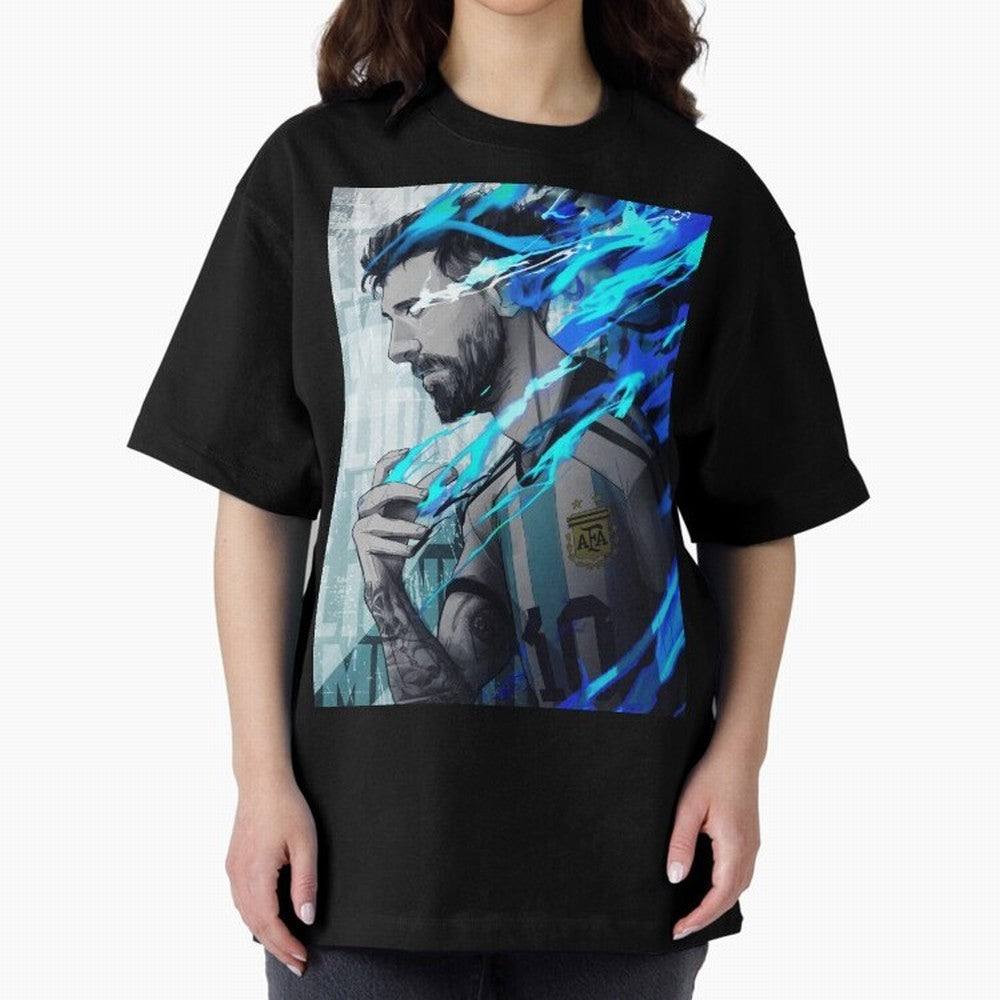LIONEL MESSI NEW GOAL CELEBRATION ILLUSTRATION 2023 2024 Oversized T-Shirt Make Memories around FIFA World Cup 2026 Group Stage Filled with CR7 and Messi, England and Germany Energy, Supporter Pride, Iconic Celebrations, Legendary Names and Global