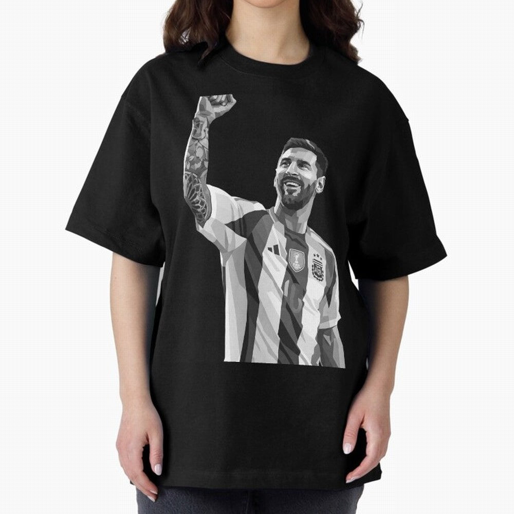 Messi grayscale Oversized T-Shirt Elevate Match Day Hype around FIFA World Cup 2026 USA Canada Mexico, CR7 and Messi, England, Fan Favorite Moments, National Team Passion, Big Match Drama and Soccer History; Built for Supporters Chasing Trophy