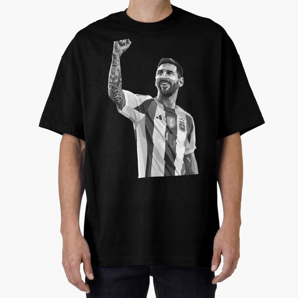 Messi grayscale Oversized T-Shirt Elevate Match Day Hype around FIFA World Cup 2026 USA Canada Mexico, CR7 and Messi, England, Fan Favorite Moments, National Team Passion, Big Match Drama and Soccer History; Built for Supporters Chasing Trophy