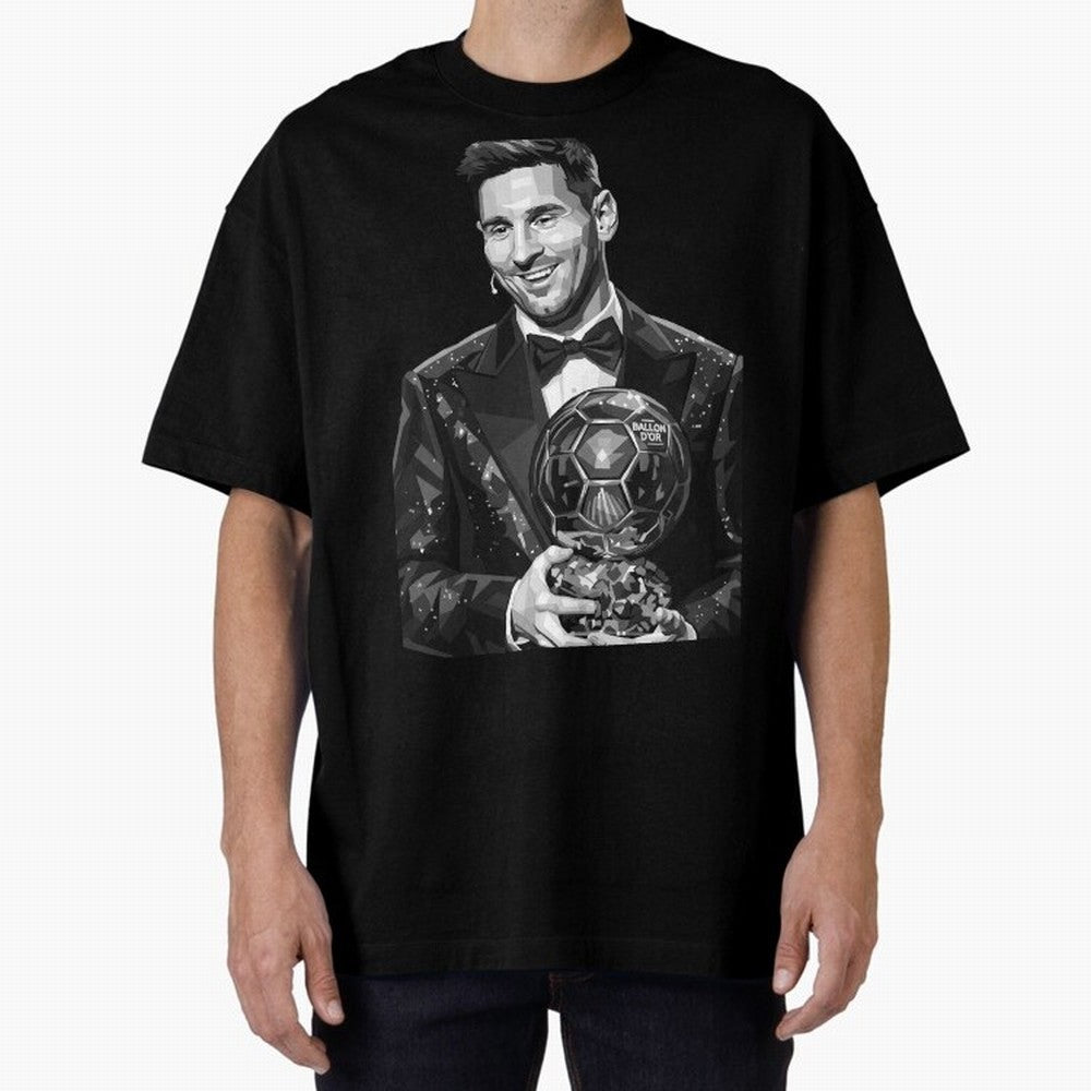 Messi grayscale Oversized T-Shirt Make Your Look Match the FIFA World Cup 2026 USA Canada Mexico Journey through Messi Highlights, Portugal, Spain and Germany Pride, Football Festival Excitement, Trophy Ambitions, Country Rivalries and Star Player