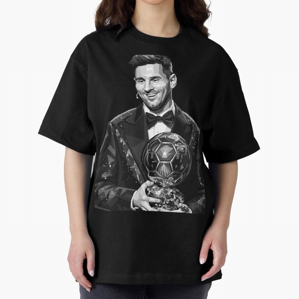 Messi grayscale Oversized T-Shirt Make Your Look Match the FIFA World Cup 2026 USA Canada Mexico Journey through Messi Highlights, Portugal, Spain and Germany Pride, Football Festival Excitement, Trophy Ambitions, Country Rivalries and Star Player