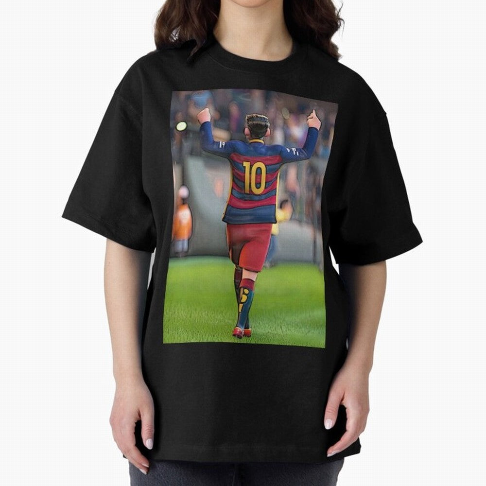 Lionel Messi (2) caricature Oversized T-Shirt Get Ready for Match Day Hype around FIFA World Cup 2026 Group Stage, Mbappe and Neymar, France and Portugal, Vintage Soccer Flavor, Modern Football Stars, National Flags and Final Night Emotion; Perfect