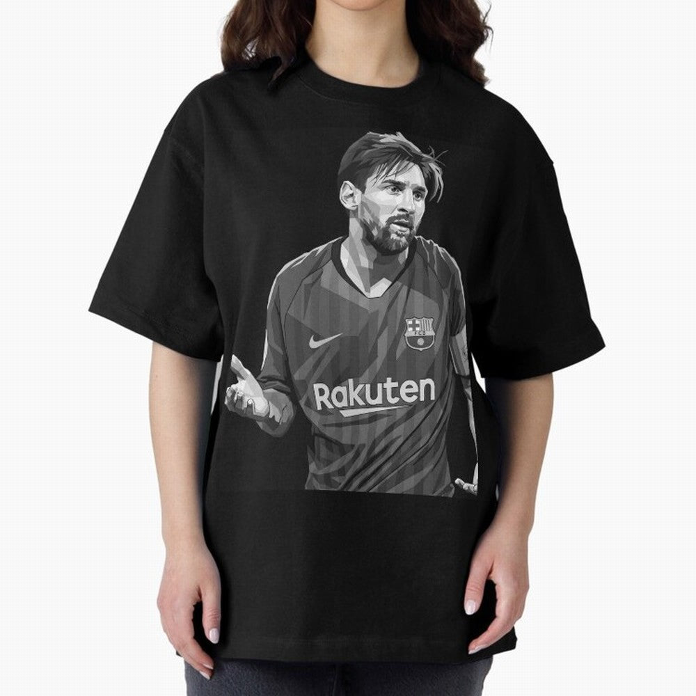 Messi grayscale Oversized T-Shirt Celebrate Rivalries and Pride in FIFA World Cup 2026 Group Stage Filled with Messi, CR7 and Mbappe, Brazil Energy, Stadium Chants, National Pride, Trophy Dreams and Unforgettable Football Memories; Great for