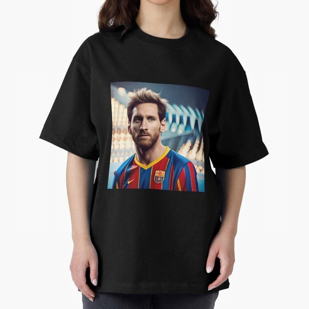 Messi Photo Realistic Paint Art Classic T-Shirt Mark Global Football Passion for FIFA World Cup 2026 USA Canada Mexico, with Messi, Neymar and Mbappe, Brazil, Retro Football Energy, Iconic Rivalries, Trophy Chase Drama and Stadium Atmosphere;