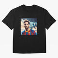 Messi Photo Realistic Paint Art Classic T-Shirt Mark Global Football Passion for FIFA World Cup 2026 USA Canada Mexico, with Messi, Neymar and Mbappe, Brazil, Retro Football Energy, Iconic Rivalries, Trophy Chase Drama and Stadium Atmosphere;
