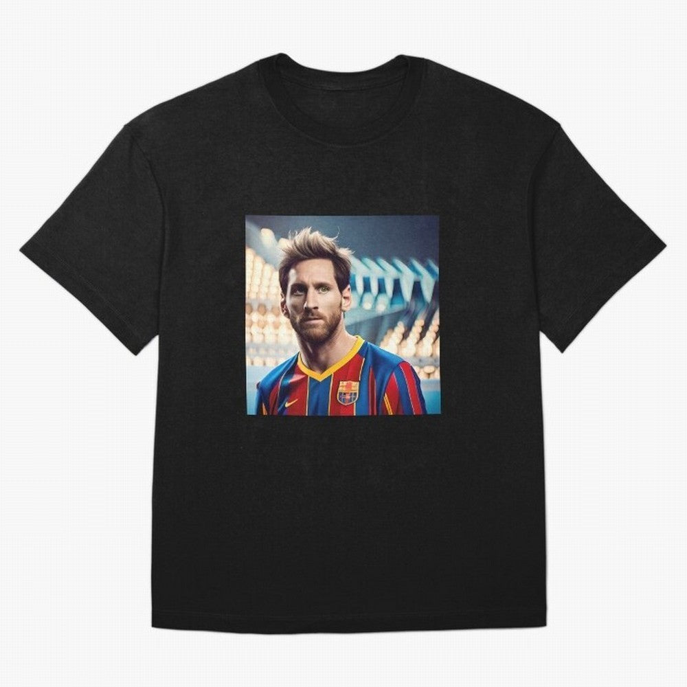 Messi Photo Realistic Paint Art Classic T-Shirt Mark Global Football Passion for FIFA World Cup 2026 USA Canada Mexico, with Messi, Neymar and Mbappe, Brazil, Retro Football Energy, Iconic Rivalries, Trophy Chase Drama and Stadium Atmosphere;