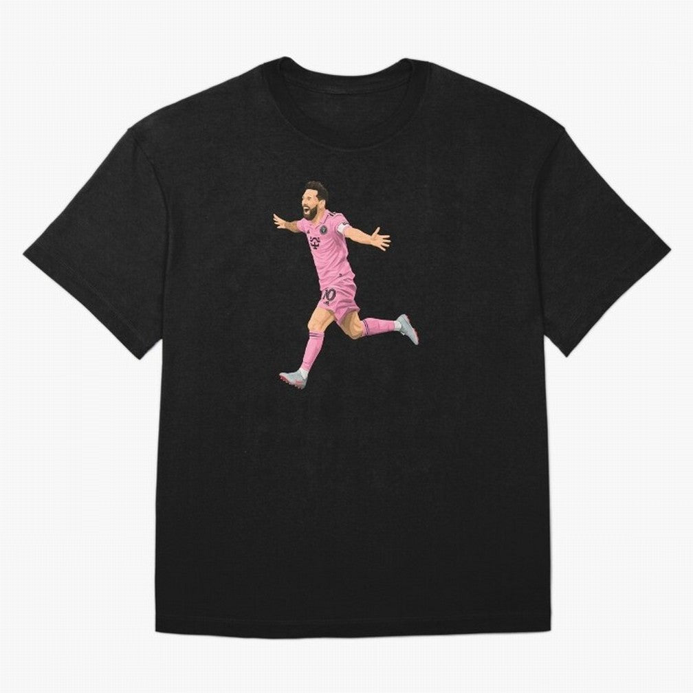 Lionel Messi celebration Oversized T-Shirt Feel the Trophy Chase of Match Day Hype around FIFA World Cup 2026 USA Canada Mexico, Messi, Neymar and Mbappe, Argentina, France and Brazil, Football Passion, Legendary Performances, Festival Vibes and