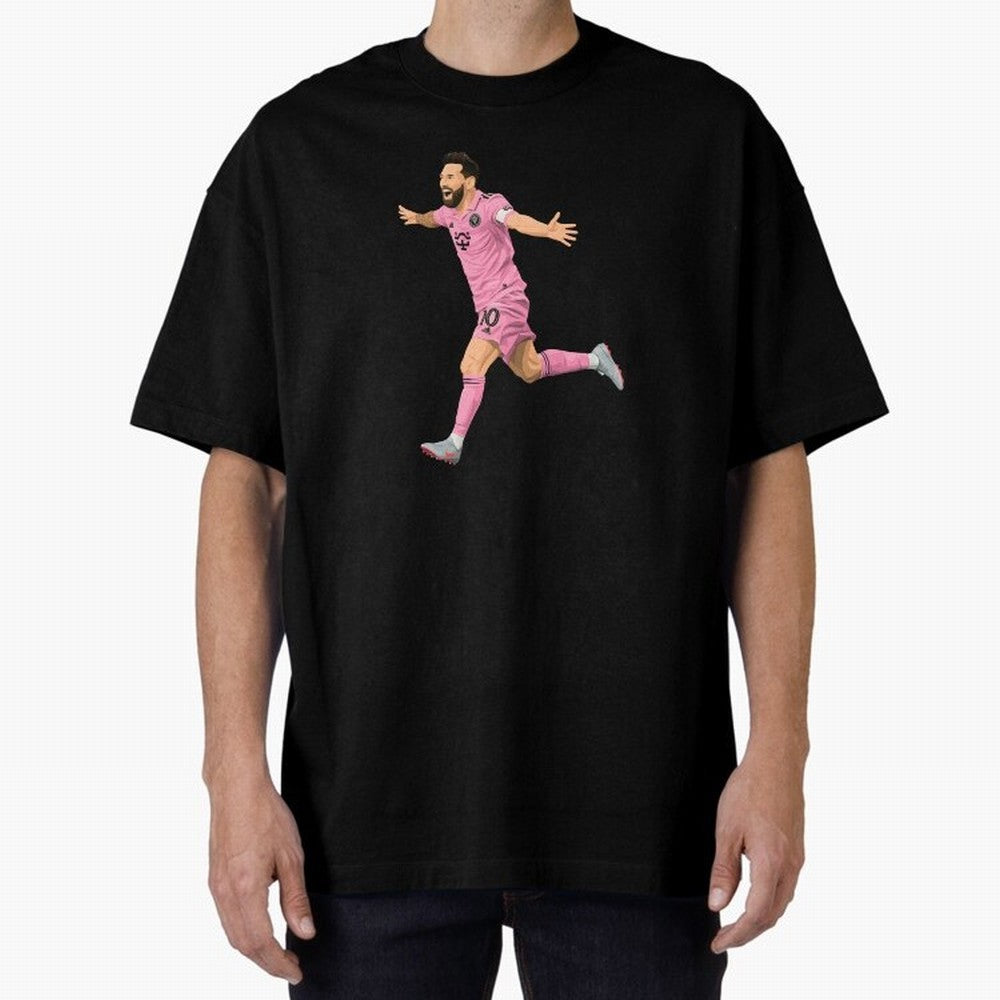 Lionel Messi celebration Oversized T-Shirt Feel the Trophy Chase of Match Day Hype around FIFA World Cup 2026 USA Canada Mexico, Messi, Neymar and Mbappe, Argentina, France and Brazil, Football Passion, Legendary Performances, Festival Vibes and
