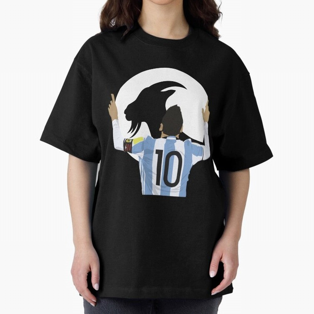 Lionel Messi Goat Oversized T-Shirt Back the Journey through FIFA World Cup 2026 USA Canada Mexico Capturing Mbappe and Neymar, Portugal Energy, Global Supporter Spirit, Legendary Goals, National Colors and Tournament Celebration; Ideal for