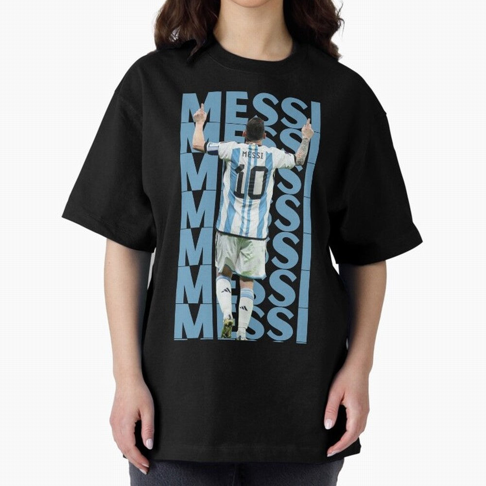 Lionel Messi | 10 | Argentina | Barcelona | Goat Oversized T-Shirt Cheer for Global Football Passion for FIFA World Cup 2026 USA Canada Mexico, Centered on Messi, Neymar and Mbappe, Brazil, Portugal and Argentina, Retro Football Energy, Iconic