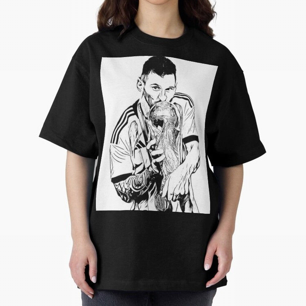 Lionel Messi white and black art Oversized T-Shirt Build FIFA World Cup 2026 Group Stage Spirit, Filled with England and Germany, Haaland, Stadium Memories, Football Loyalty, International Chants and Championship Tradition; Made for Die Hard