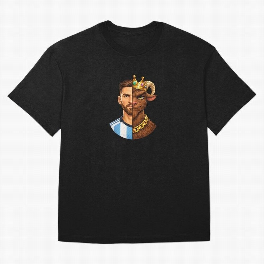 Half Man Half GOAT - Lionel Messi Oversized T-Shirt Bring Retro Soccer Energy to the FIFA World Cup 2026 Journey through Messi, Neymar and Mbappe Highlights, Argentina and Brazil Pride, Fan Favorite Moments, National Team Passion, Big Match Drama