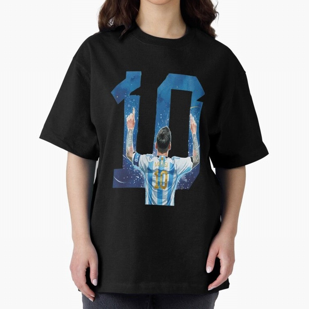 Messi 10 Argentina Oversized T-Shirt Bring Trophy Dreams to the FIFA World Cup 2026 USA Canada Mexico Journey through Haaland Highlights, Portugal Pride, Stadium Memories, Football Loyalty, International Chants and Championship Tradition; Built for