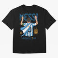 The King Leo Messi Legend Oversized T-Shirt Follow the Road to FIFA World Cup 2026 USA Canada Mexico with Messi, Neymar and Mbappe, England and Germany Energy, Championship Spirit, Famous Goals, Roaring Crowds and International Football Unity;
