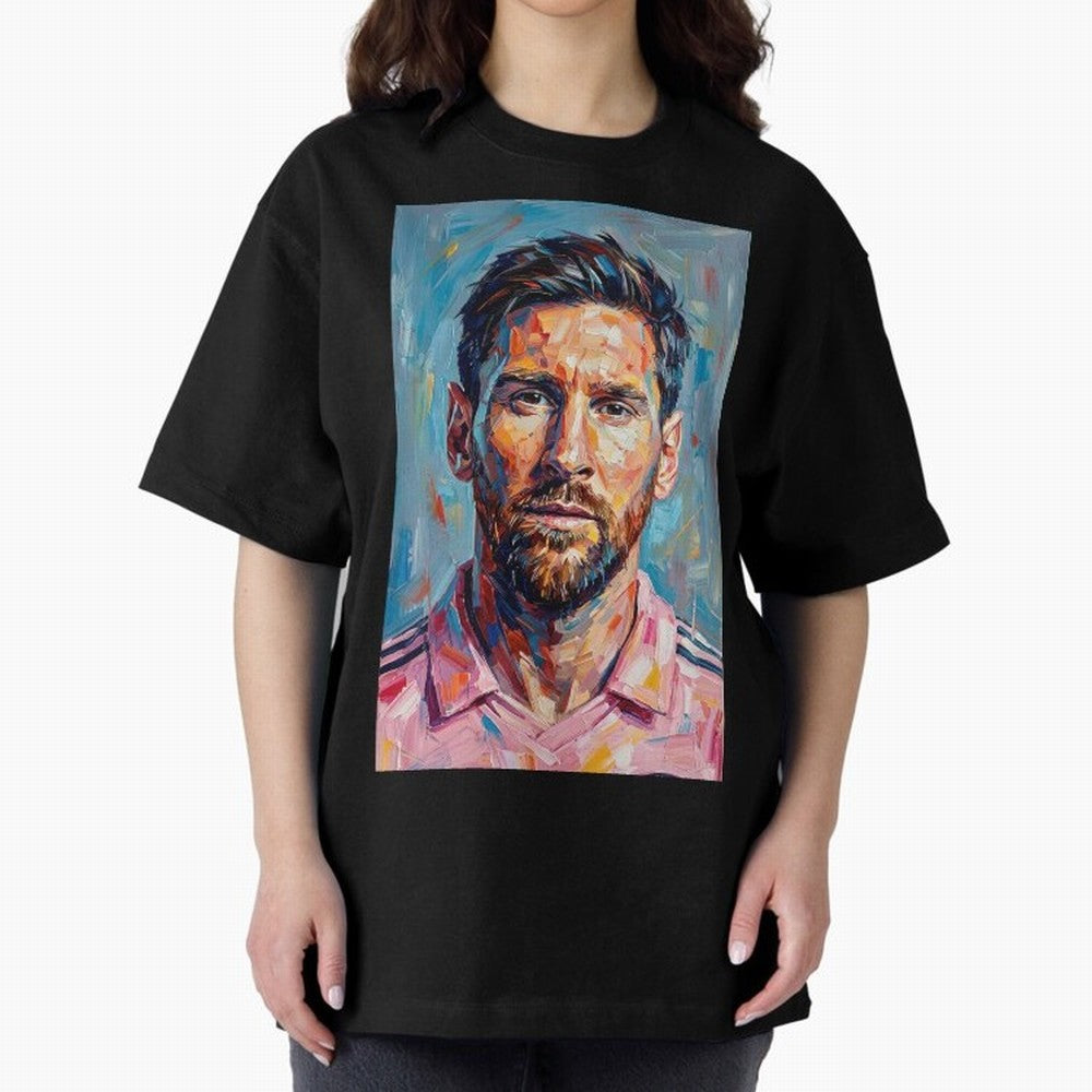 Portrait Painting of Lionel Messi Classic T-Shirt Step into Global Football Passion for FIFA World Cup 2026 USA Canada Mexico, Highlighting Cristiano Ronaldo, Haaland and CR7, Argentina, France and Brazil, Football History, Final Match Energy,