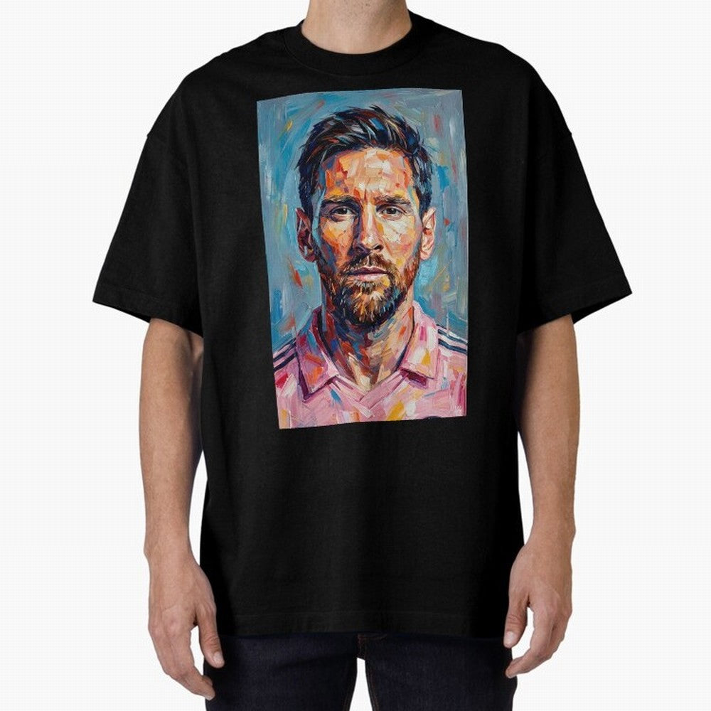Portrait Painting of Lionel Messi Classic T-Shirt Step into Global Football Passion for FIFA World Cup 2026 USA Canada Mexico, Highlighting Cristiano Ronaldo, Haaland and CR7, Argentina, France and Brazil, Football History, Final Match Energy,