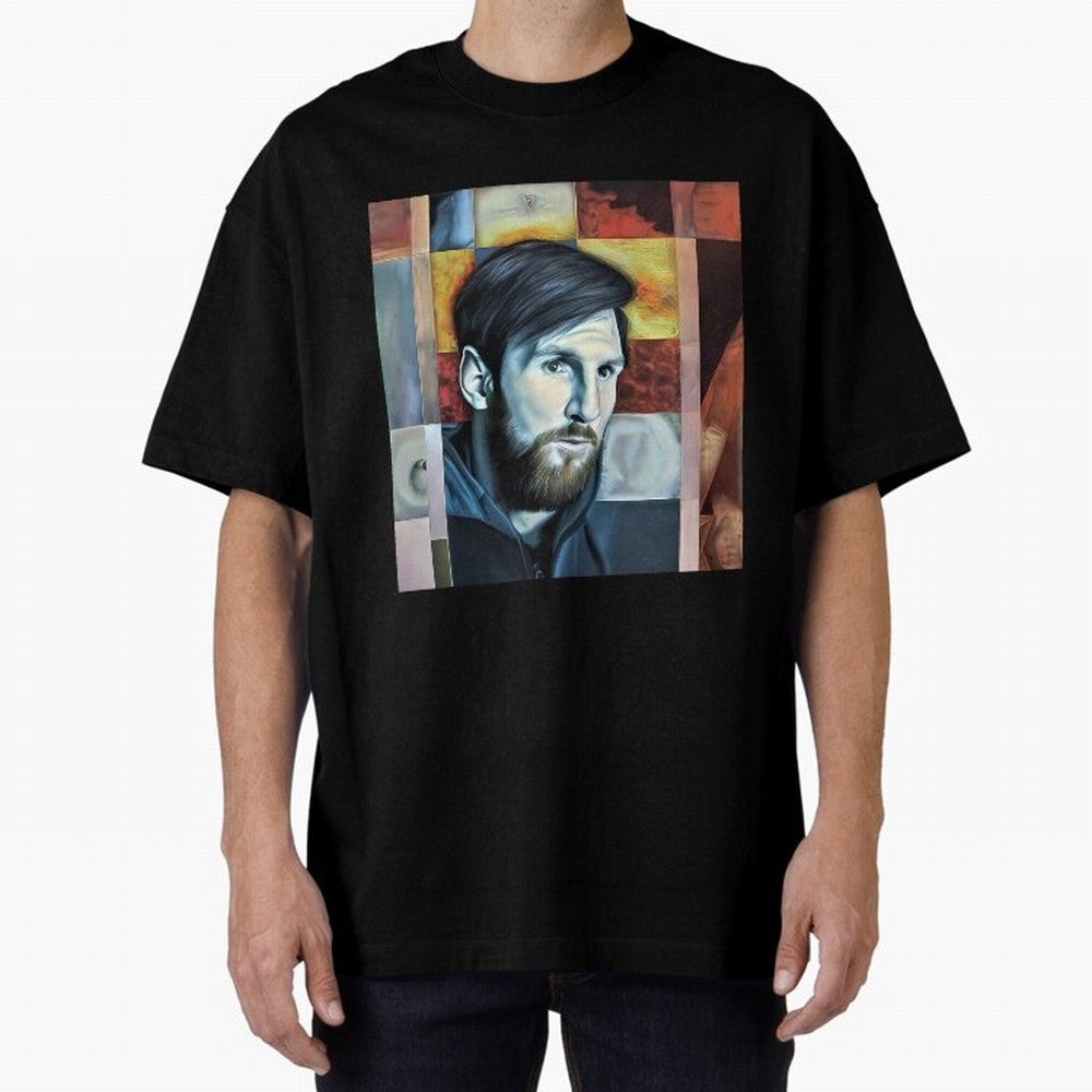 Messi on digital board Oversized T-Shirt Bring Global Tournament Vibes to Match Day Hype around FIFA World Cup 2026 Group Stage, Cristiano Ronaldo, Haaland and CR7, Argentina, France and Brazil, Football Passion, Legendary Performances, Festival