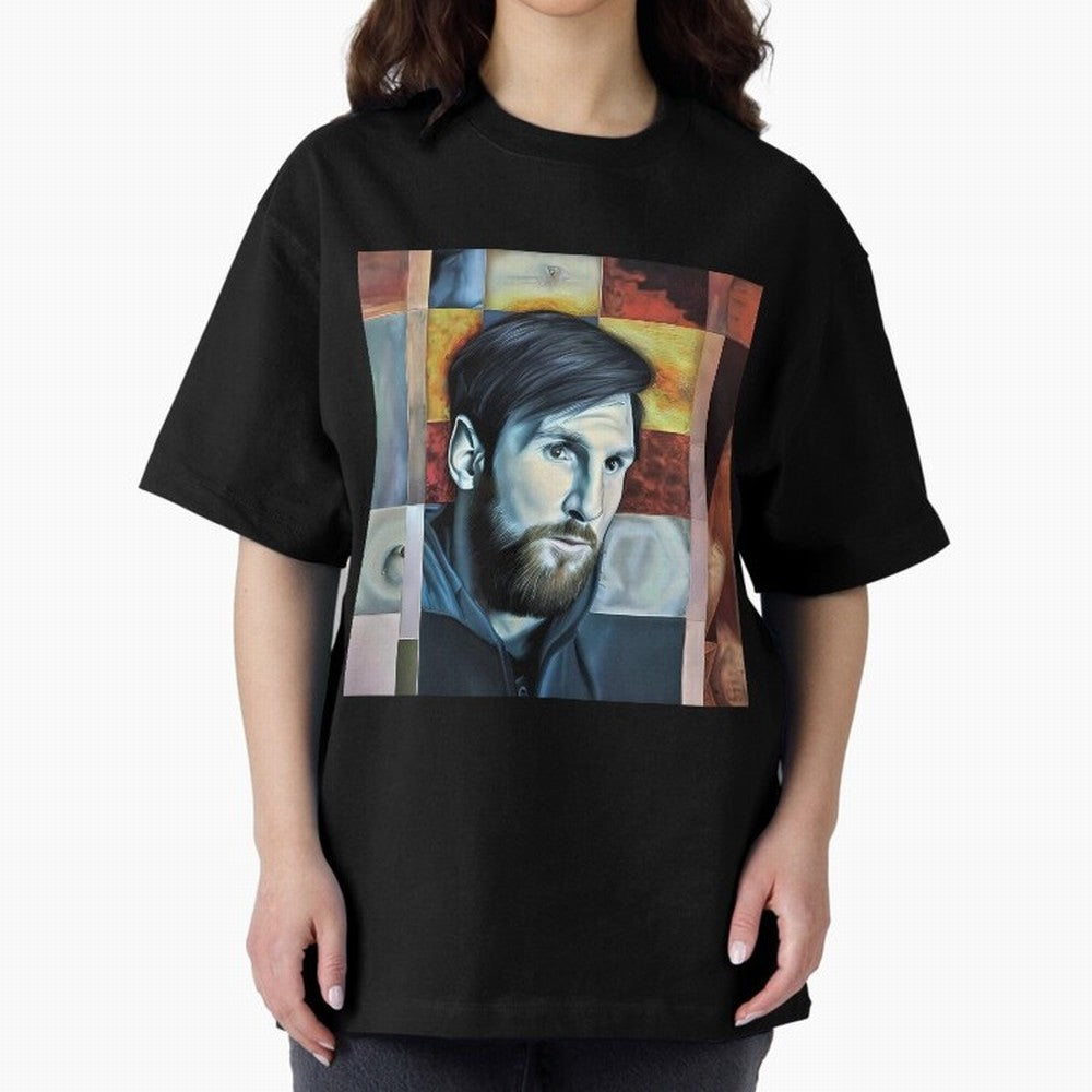 Messi on digital board Oversized T-Shirt Bring Global Tournament Vibes to Match Day Hype around FIFA World Cup 2026 Group Stage, Cristiano Ronaldo, Haaland and CR7, Argentina, France and Brazil, Football Passion, Legendary Performances, Festival