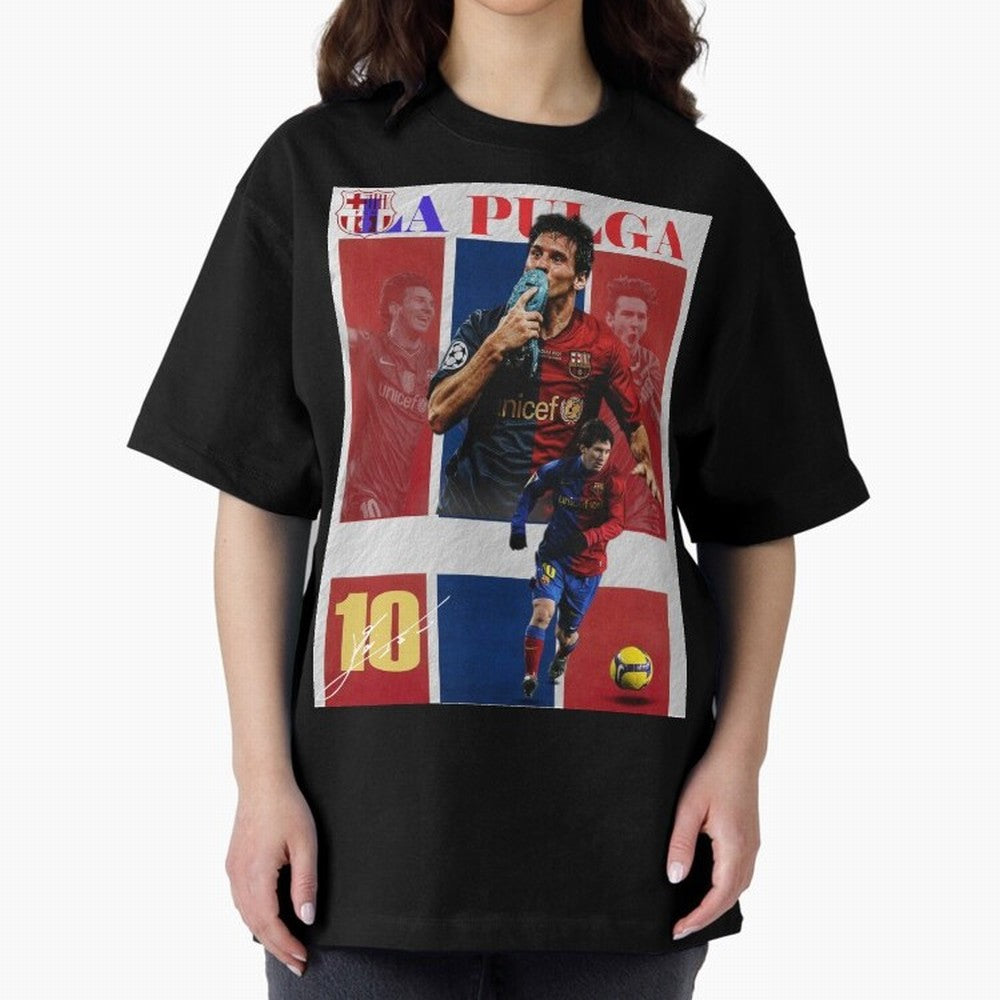 Lionel Messi 2009 UCL Barcelona Poster Oversized T-Shirt Discover FIFA World Cup 2026 USA Canada Mexico for Fans of Haaland and Mbappe and Argentina, Bringing Stadium Memories, Football Loyalty, International Chants and Championship Tradition;