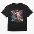 Lionel Messi Pop-Art Portrait Oversized T-Shirt Bring Bold Fan Energy to the FIFA World Cup 2026 Journey through Haaland Highlights, Spain and Netherlands Pride, Fan Favorite Moments, National Team Passion, Big Match Drama and Soccer History;