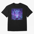 Lionel Messi (GOAT) Hologram in Futuristic Cyberpunk City (Version 2) Classic T-Shirt Show Your Stadium Side during Global Football Passion for FIFA World Cup 2026 USA Canada Mexico, Inspired by Mbappe and Neymar, Portugal, Goal Celebration Energy,
