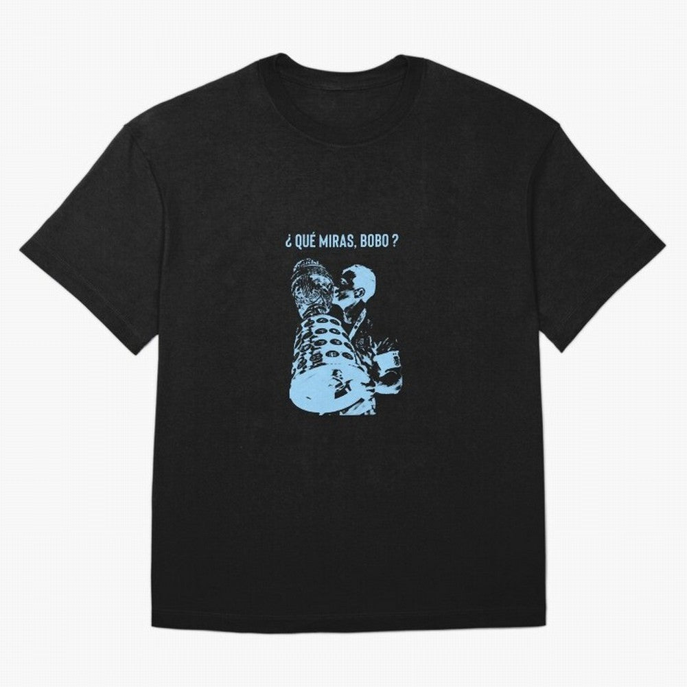 ?Que miras bobo? Oversized T-Shirt Enjoy FIFA World Cup 2026 USA Canada Mexico Spirit, Connected to Portugal, CR7 and Messi, Vintage Soccer Flavor, Modern Football Stars, National Flags and Final Night Emotion; Ideal for Fans Who Follow Messi,